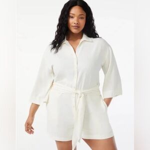 FREE ASSEMBLY Linen Romper, Size Large